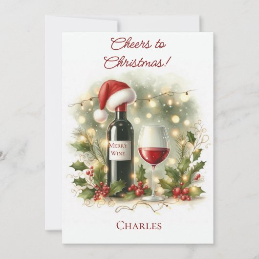 Personalised Christmas Wine Lover Card Feiertagskarte (Vorderseite)