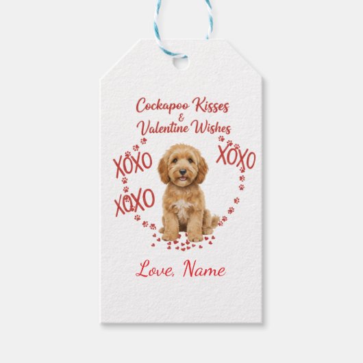 Personalised Cockapoo Kisses Valentine Wishes Geschenkanhänger (Vorderseite)