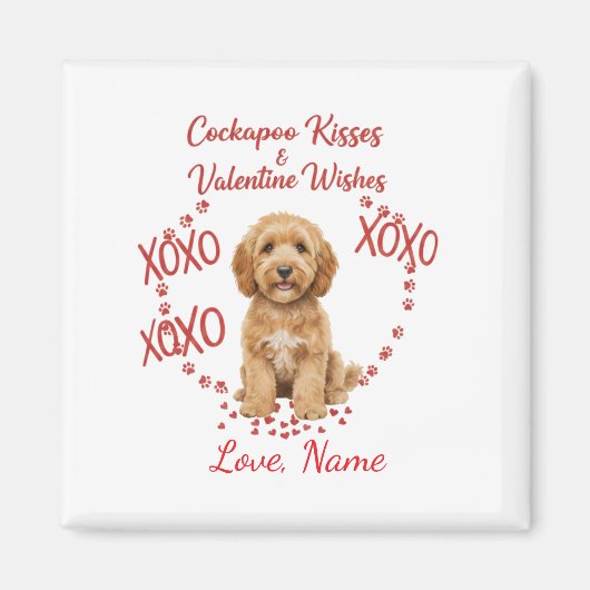 Personalised Cockapoo Kisses Valentine Wishes Magnet (Vorne)