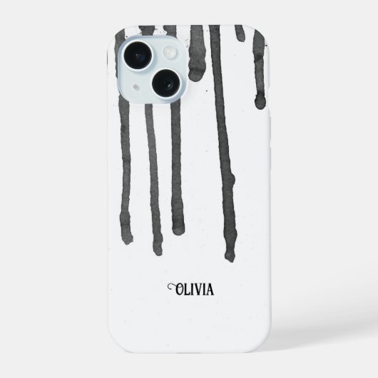 Personalised Cool Black Dripping Paint iPhone Case 15 Hülle (Rückseite)