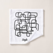 Personalised Custom Name Abstract Line Art Badhandtuch Set (Waschlappen)