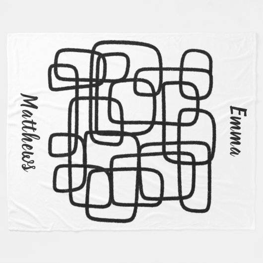 Personalised Custom Name Abstract Line Art Fleecedecke (Vorderseite (Horizontal))