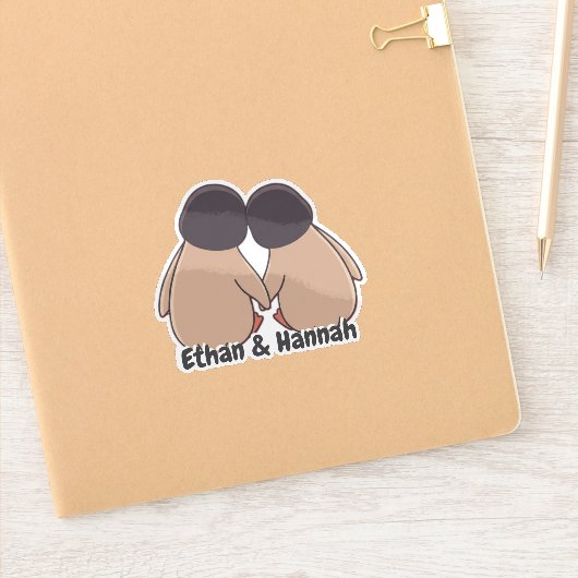 Personalised Cute Penguin Valentine Sticker (Notizbuch)