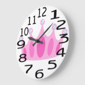Personalised Cute Pink Crown Princess Wall Clock Große Wanduhr (Winkel)
