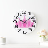 Personalised Cute Pink Crown Princess Wall Clock Große Wanduhr (Zuhause)