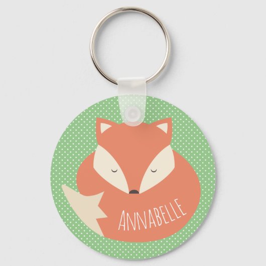 Personalised Cute Sleeping Fox Schlüsselanhänger (Vorderseite)