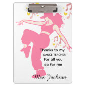 Personalised Dance Teacher, teacher's appreciation Klemmbrett (Vorderseite)