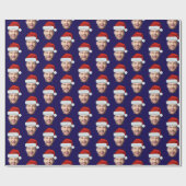 Personalised Dark Blue Face Santa Hat Gift Wrap Geschenkpapier (Flach)