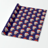 Personalised Dark Blue Face Santa Hat Gift Wrap Geschenkpapier (Ungerollt)