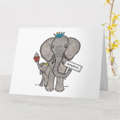 Personalised Elephant and Baby Karte (Gelbe Blume)