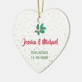 Personalised Engaged Gold Stars Holly Red Green Keramik Ornament (Links)