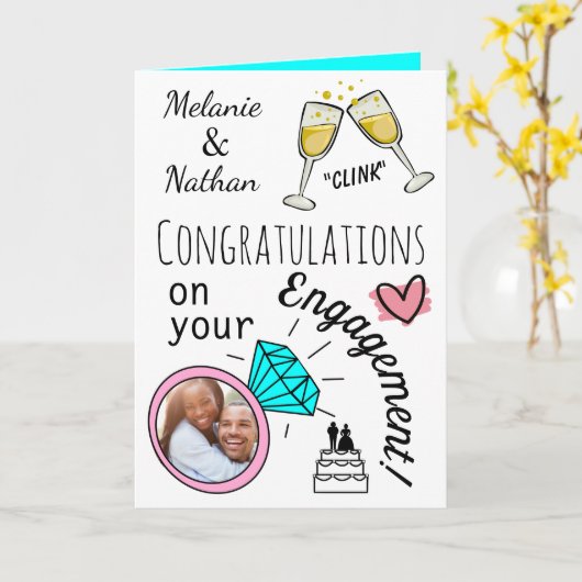Personalised Engagement Gratulationen Foto Card Karte (Gelbe Blume)