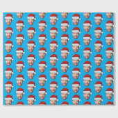 Personalised Face Santa Hat Blue Gift Wrap Geschenkpapier (Flach)