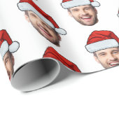 Personalised Face Santa Hat Gift Wrap Geschenkpapier (Rolleneckpunkt)