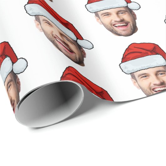 Personalised Face Santa Hat Gift Wrap Geschenkpapier (Rolleneckpunkt)