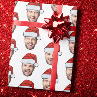 Personalised Face Santa Hat Gift Wrap Geschenkpapier