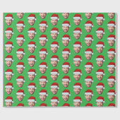 Personalised Face Santa Hat Green Gift Wrap Geschenkpapier (Flach)