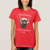 Personalised Family Christmas Highland Cow T-Shirt (Vorderseite)
