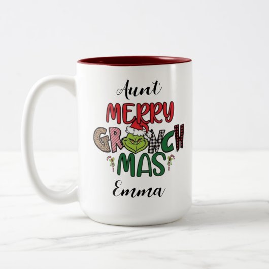 personalised family Christmas rate Zweifarbige Tasse (Links)