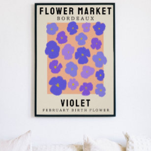 Personalised Flower Market Birth flower Art Print Poster