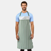 Personalised Forest Green Stripe Pattern Apron Schürze (Getragen)