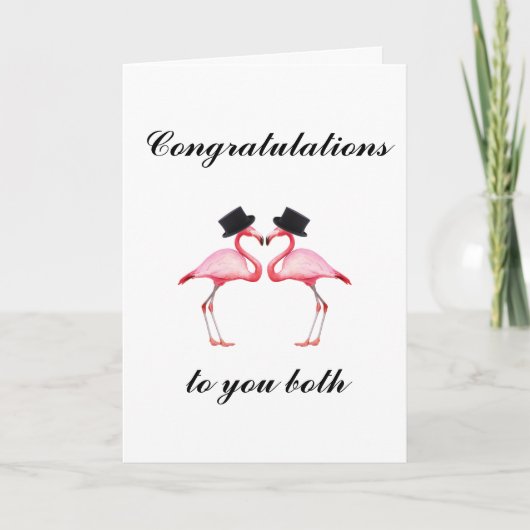 Personalised Gay Flamingo Wedding Card Karte (Vorderseite)