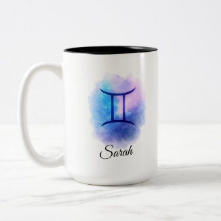 Personalised Gemini Mug Gift for Birthday, Star  Zweifarbige Tasse