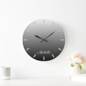 Personalised gradient ombre black shades of grey große wanduhr (Zuhause)