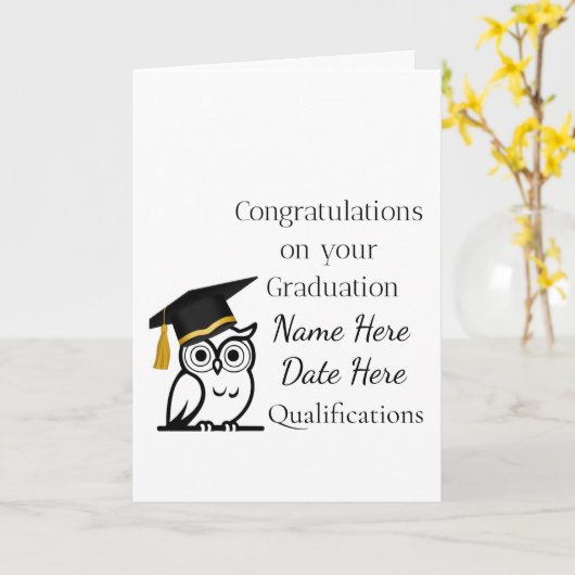 Personalised Graduation Gift for Her – Custom Name Karte (Gelbe Blume)