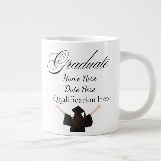 Personalised Graduation Name, Custom Gift for her Jumbo-Tasse (Rechts)