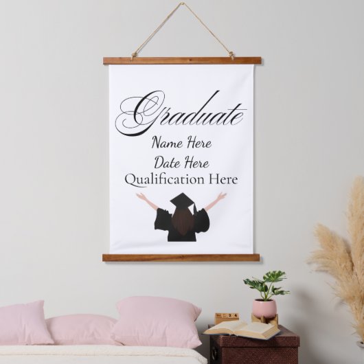 Personalised Graduation Name, Custom Gift for her Wandteppich Mit Holzrahmen (Schlafzimmer)