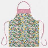 Personalised Happy Flowers Floral Pattern Apron. Schürze (Vorderseite)