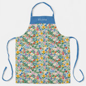 Personalised Happy Flowers Floral Pattern Apron. Schürze (Vorderseite)