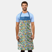 Personalised Happy Flowers Floral Pattern Apron. Schürze (Getragen)