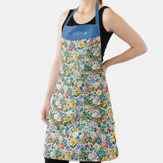 Personalised Happy Flowers Floral Pattern Apron. Schürze
