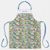 Personalised Happy Flowers Floral Pattern Apron. Schürze (Vorderseite)