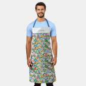Personalised Happy Flowers Floral Pattern Apron. Schürze (Getragen)