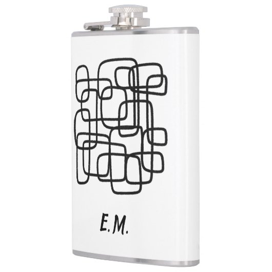 Personalised Initial Minimalist Abstract Line Art Flachmann (Links)