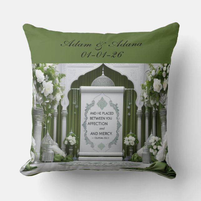 Personalised Islamic Bridal Throw Pillow Kissen (Vorderseite)