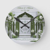 Personalised Islamic Bridal Wall Clock Runde Wanduhr (Vorderseite)