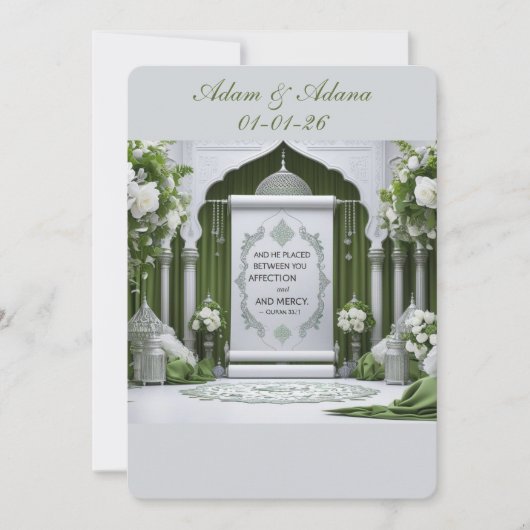 Personalised Islamic Wedding Invitation Einladung (Vorderseite)