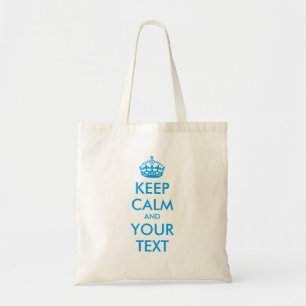 personalised KEEP CALM and YOUR TEXT - blue Tragetasche