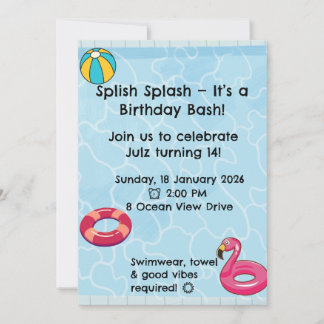 Personalised Kids Pool Party Invitation | Summer Einladung