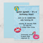 Personalised Kids Pool Party Invitation | Summer Einladung (Vorne/Hinten)