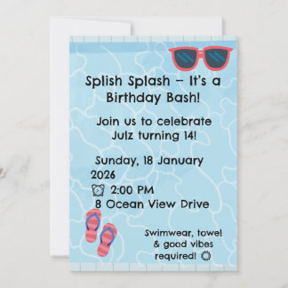 Personalised Kids Pool Party Invitation | Summer Einladung