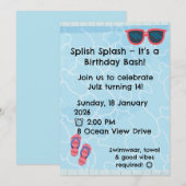 Personalised Kids Pool Party Invitation | Summer Einladung (Vorne/Hinten)