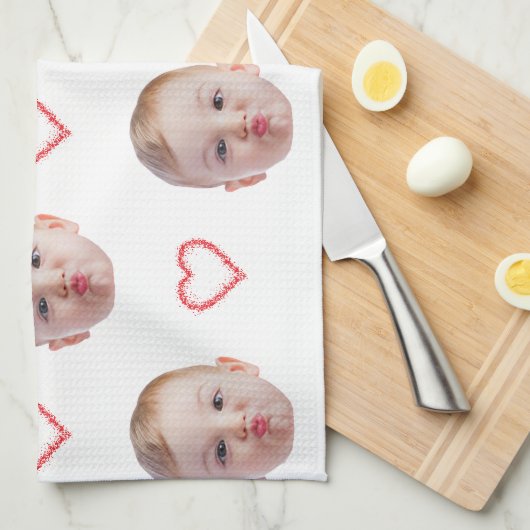 Personalised Kitchen Decor Any Face Family Friends Geschirrtuch (Viertel Falte)