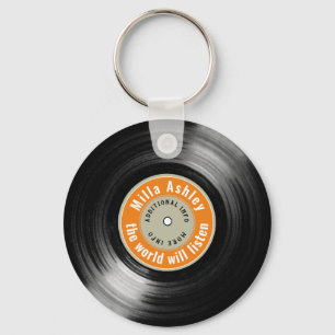 personalised LP vinyl record with name Schlüsselanhänger