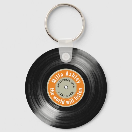 personalised LP vinyl record with name Schlüsselanhänger (Vorderseite)