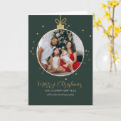 Personalised luxury modern family photo Christmas Karte (Gelbe Blume)